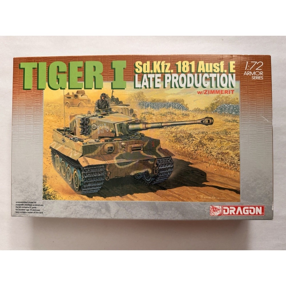 Dragon 7203 Tiger I Late Production w/ Zimmerit 1:72 Scale Armor Model Kit Open